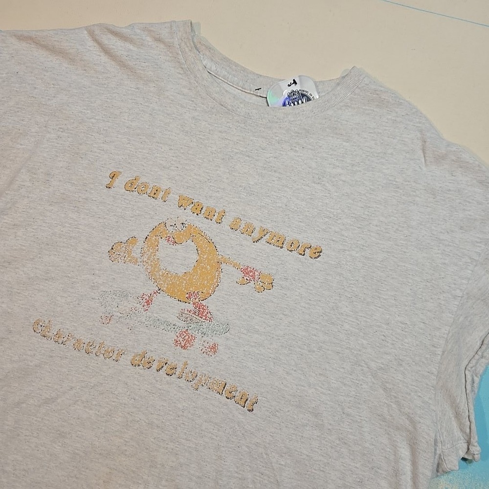 VTG 90s Character Development‎ Crop Boxy T-Shirt Fade Roller Skate Grunge XL Y2K